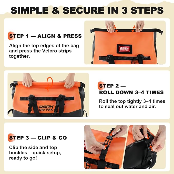 OSAH DRYPAK Waterproof Duffel Bag 25L/40L/60L – Heavy-Duty Motorcycle Tail Bag - Image 5