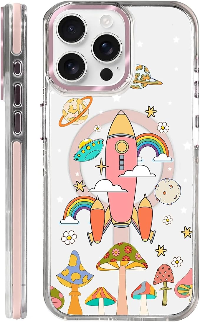 Case for iPhone 13 Pro, Spaceship Mushroom Phone Case Design，for Women Girls by Toulas