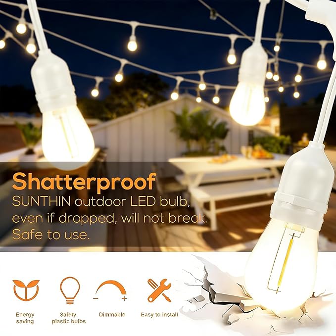 SUNTHIN 50FT Outdoor White String Light - Image 4