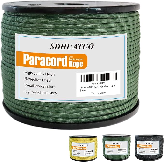 SDHUATUO Paracord Rope 500FT, 550lb Type III Nylon Parachute Cord 7-Strand Core by HOME