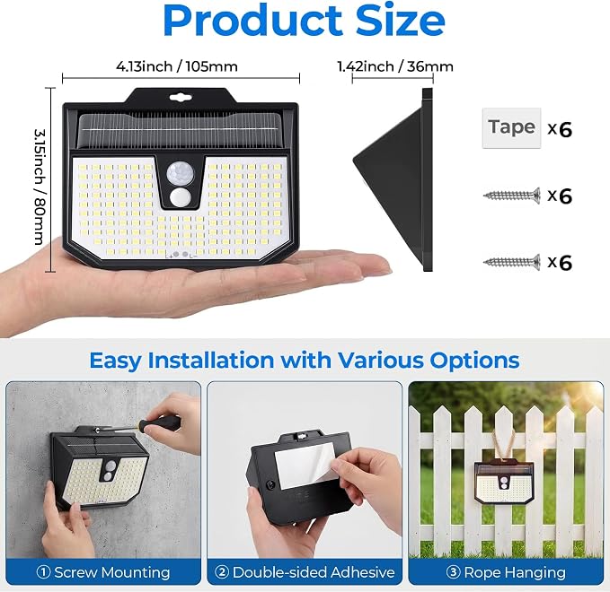 Brightever Motion Sensor Solar Lights Outdoor Waterproof, 6 Packs Super Bright - Image 5