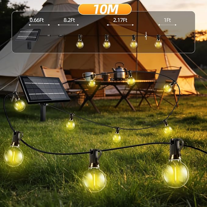 33FT Solar Lights Outdoor Waterproof: G40 10M Shatterproof Bulbs Patio Lights - Image 7
