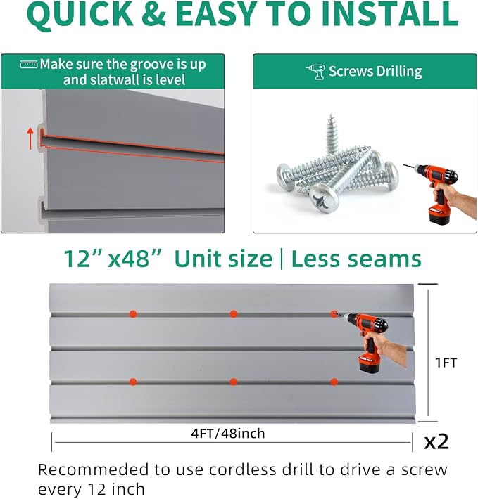 FRAYSCENT Slat Wall Paneling Garage Slat Wall Storage Systems Slatwall Panels - Image 2