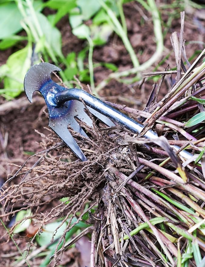 TOYPOPOR New Weeding Artifact Uprooting Weeding Tool, 16" Weed Puller, 4 Teeth Manganese Steel Forged Hand Pulling Weeder for Garden Yard Farm Weed Removal