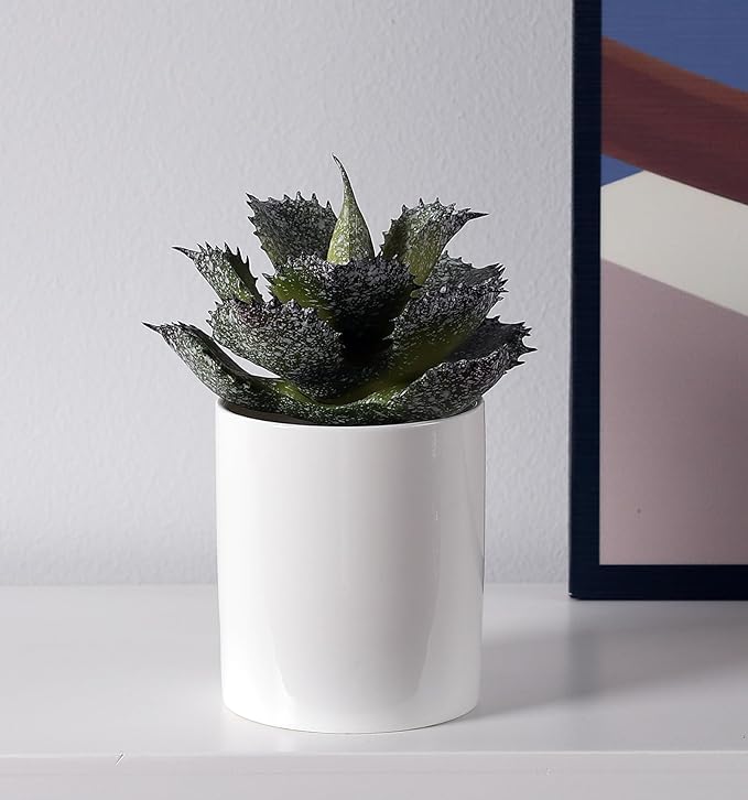 Duovlo Artificial Succulent Plant 5.15 Inch Faux Succulents Agave potatorum Flower Arrangement Craft Wall DIY Materials,Pack of 2 (New Green)