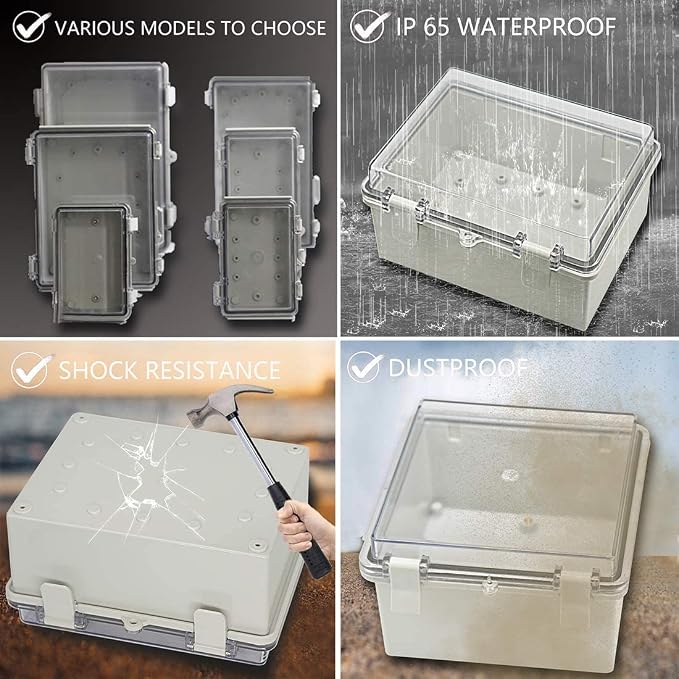 Zulkit Junction Box ABS Plastic Waterproof IP65 Electrical Boxes Hinged Shell - Image 7