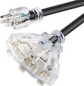 1FT 12/3 Extension Cord Heavy Duty Black 3-Outlet Indoor/Outdoor SJTW Lighted by Mshyet