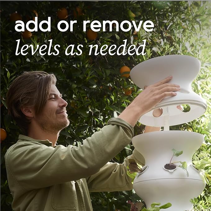 Farmstand Starter Kit + 30 Seedling Credits | Family Hydroponic Growing System Kit | Self-Watering Outdoor Vertical Garden Planter Tower | 5ft 5in | Made in USA