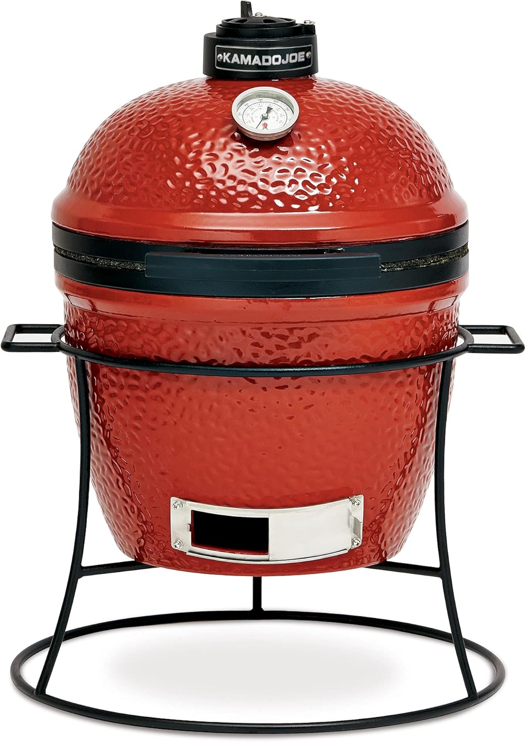 Kamado Joe KJ13RH Joe Jr. 13.5 inch Portable Charcoal Grill with Cast Iron Cart and Heat Deflectors, Blaze Red & Classic Accessories Veranda Water-Resistant 21 Inch Kamado Mini Ceramic BBQ Grill Cover