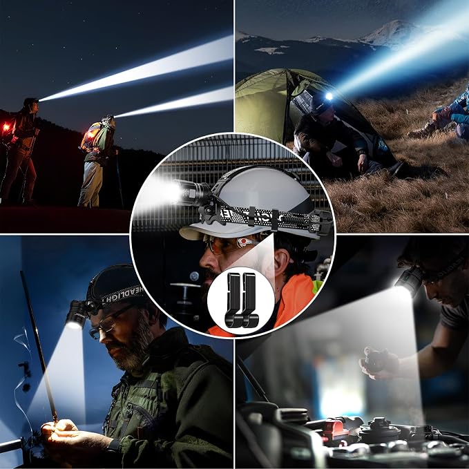 Headlamp Rechargeable Super Bright, 2 Pack High Lumen LED Head Lamp - Image 9