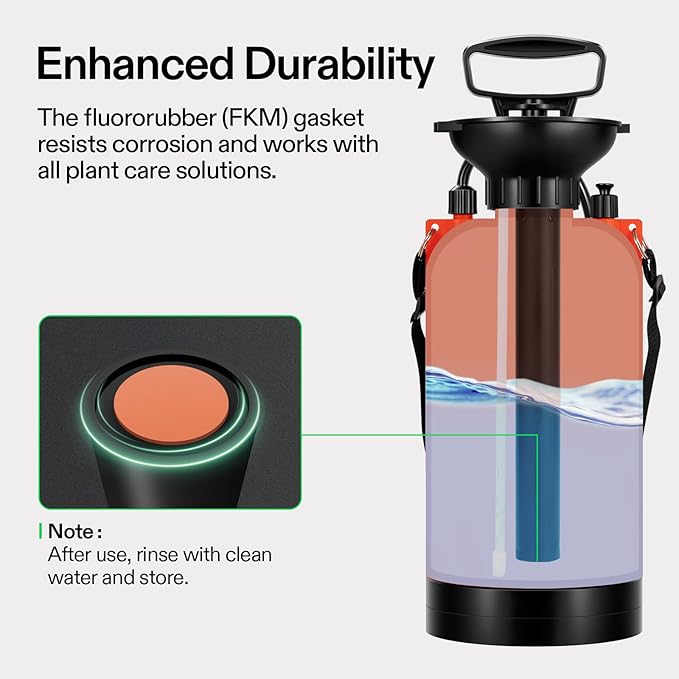 VIVOSUN 1.59-Gallon Pump Pressure Sprayer, Pressurized Lawn & Garden Water Spray Bottle with Adjustable Shoulder Strap, for Plants Spraying, Garden Watering and Household Cleaning