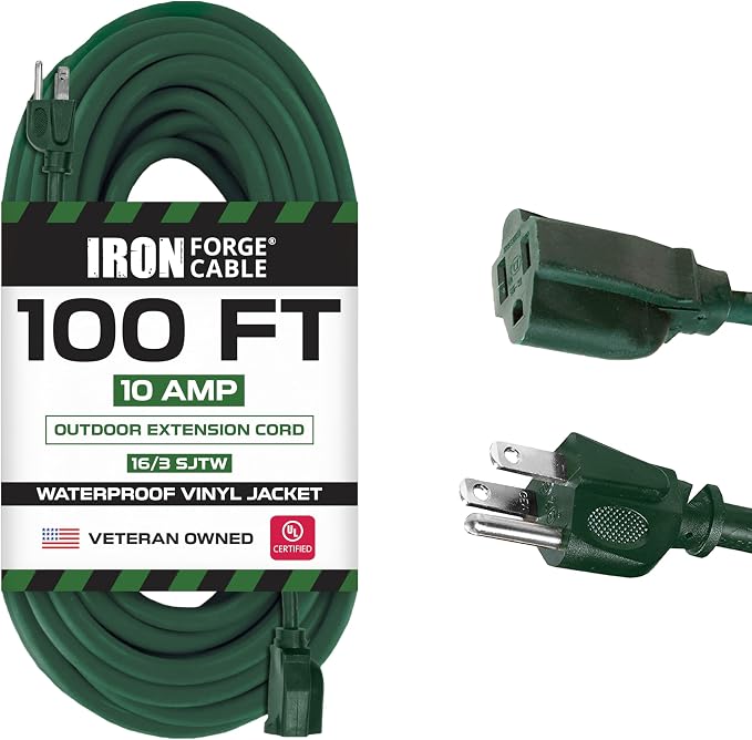 Iron Forge Cable Green Outdoor Extension Cord 100 FT by IronForgeCable