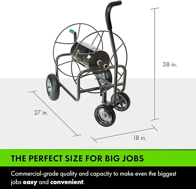 Yard Butler Hose Reel Cart - Heavy Duty Metal with Wheels for Gardens, Lawns, and Outdoor Use, 400 ft