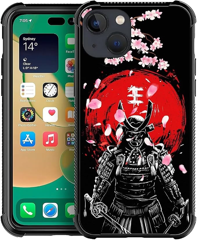 for iPhone 13 Mini Case, Sakura Japanese Samurai Pattern Graphic Design Girl by FKBRCL4U