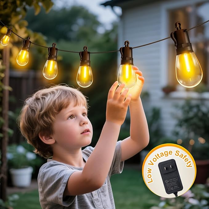Outdoor String Lights Patio LED Light Outside - 60M 58+2 S14 LED Dimmable 200ft - Image 6