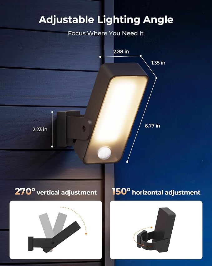 Motion Sensor Outdoor Light, 10000mAh Rechargeable Battery Operated Outdoor - Image 8