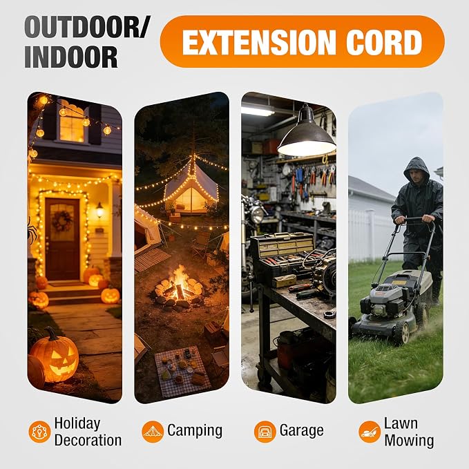 Outdoor Extension Cord 100 FT Waterproof, 12/3 Gauge Heavy Duty 3 Prong Power - Image 9