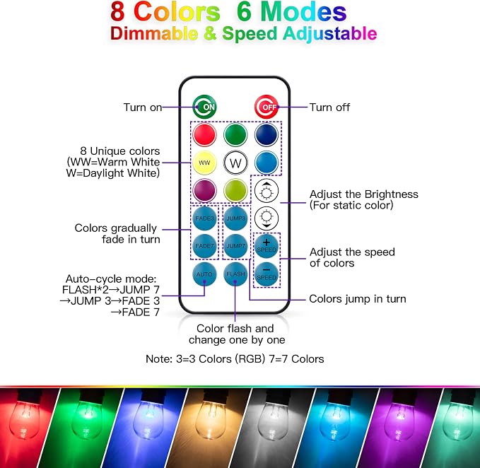Mlambert 96Ft Outdoor Patio Lights, RGB Cafe String Lights - Image 5