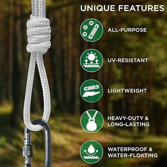 TECEUM Clothes Line & Flag Pole Rope – 1/4” & 3/8” – 90 FT | 150 FT – Strong - Image 4