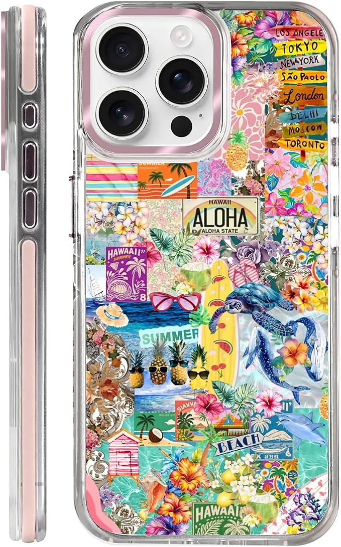 Case for iPhone 15 Pro, Hawaii Aloha Cover Coastal Beach Collage Phone Case by Toulas