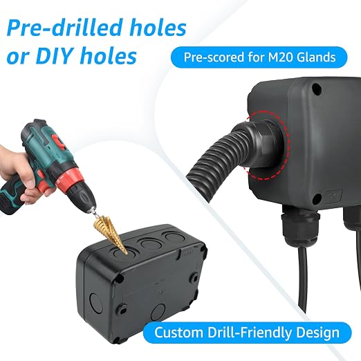 SuperInk Black IP66 Weatherproof Junction Box, Outdoor Electrical Enclosure - Image 7