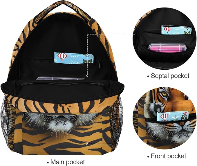 Wamika Tiger Kids Backpack Zebra Giraffe School Backpacks Boy Girl Preschool - Image 3