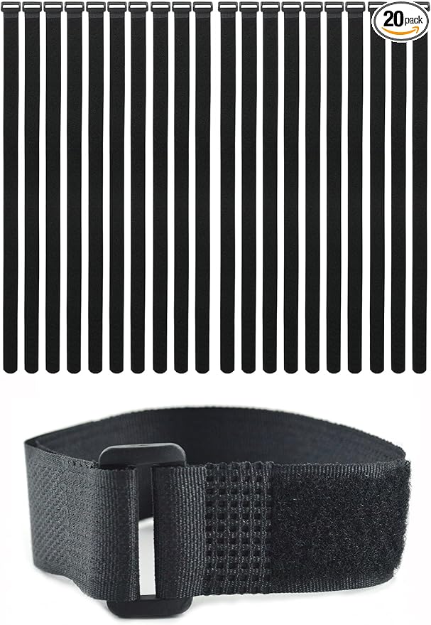 20 Pack Reusable Fastening Cable Ties and Cable Straps, Adjustable by Unknown