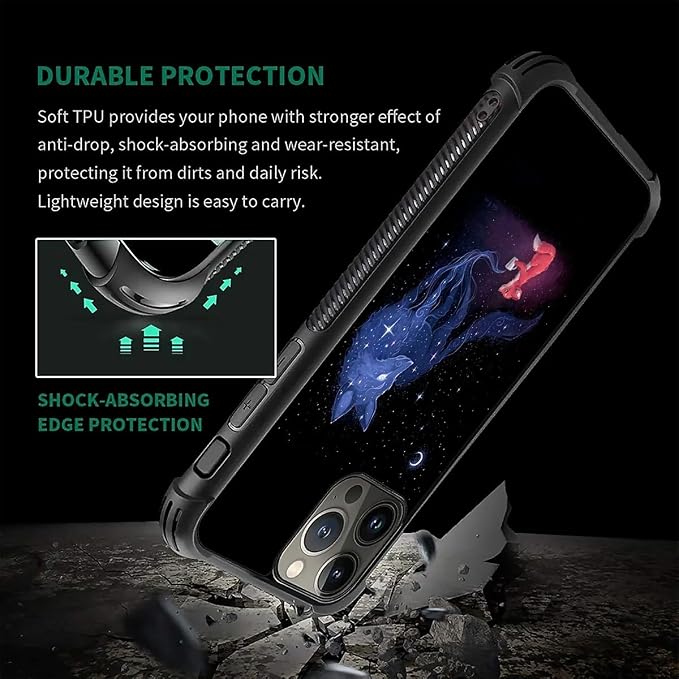 for iPhone 16 Pro Max Case, Galaxy Fox Wolf Pattern Graphic Design Girl Boy - Image 5