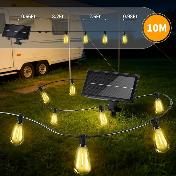 Solar Lights Outdoor Waterproof: ST38 33FT 10M Shatterproof Bulbs Patio Lights - Image 7