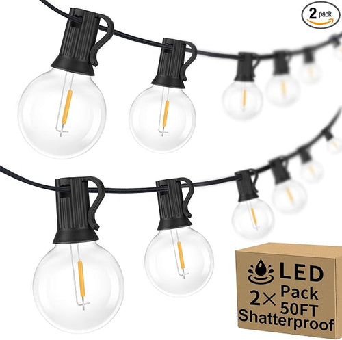100ft 2-Pack Outdoor G40 LED Globe String Lights Dimmable Waterproof by BestChoiceforYourLife