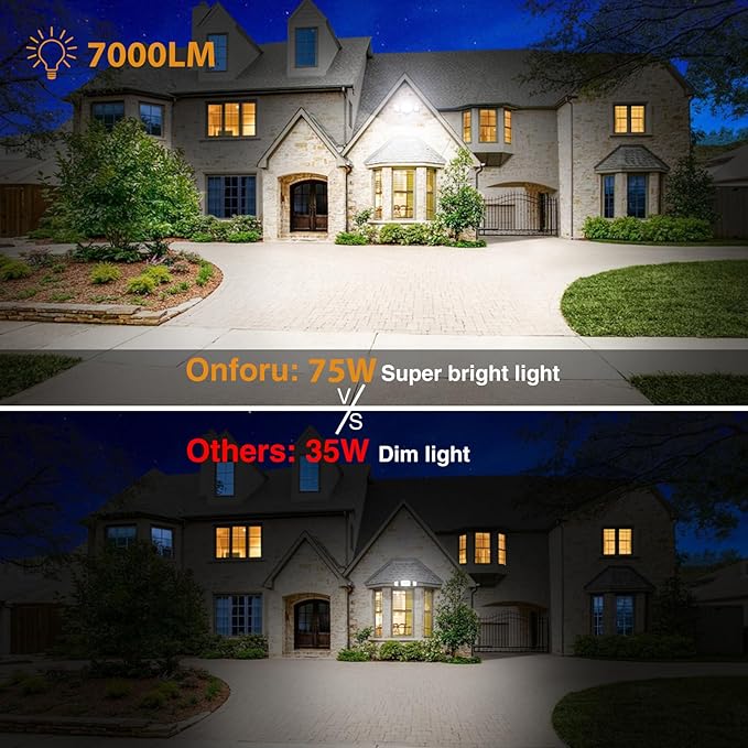 Onforu 2 Pack 75W Flood Lights Outdoor, 7000LM LED Flood Lighting Outdoor - Image 4