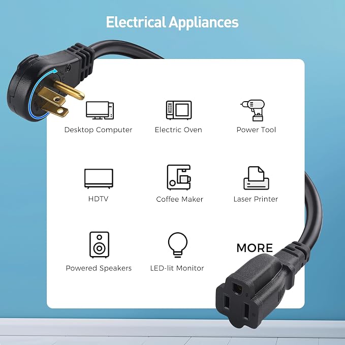 Cable Matters 2-Pack 16 AWG 360° Rotating Flat Plug Extension Cord - 6ft - Image 6