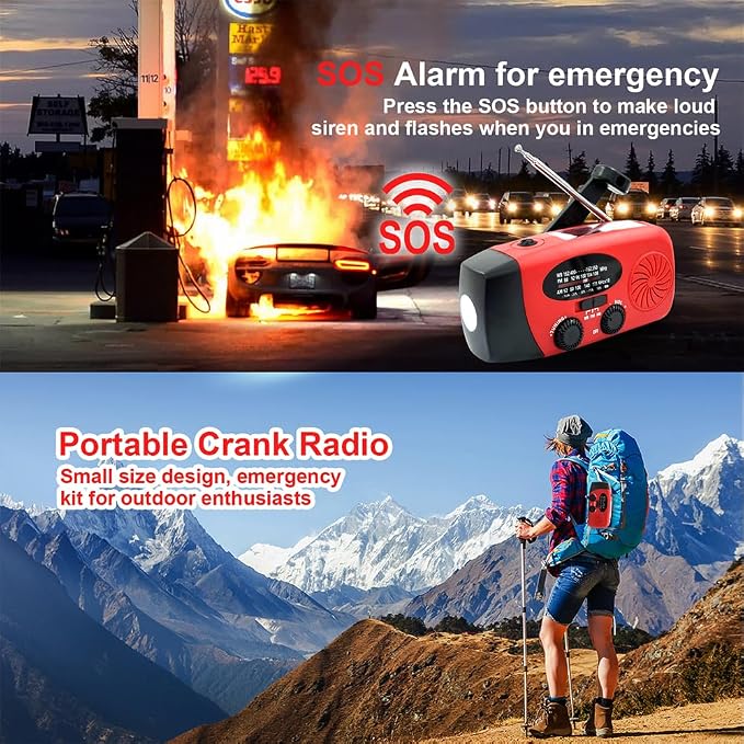 Hand Crank Emergency Radio, AM/FM/NOAA Weather Radio - Image 6