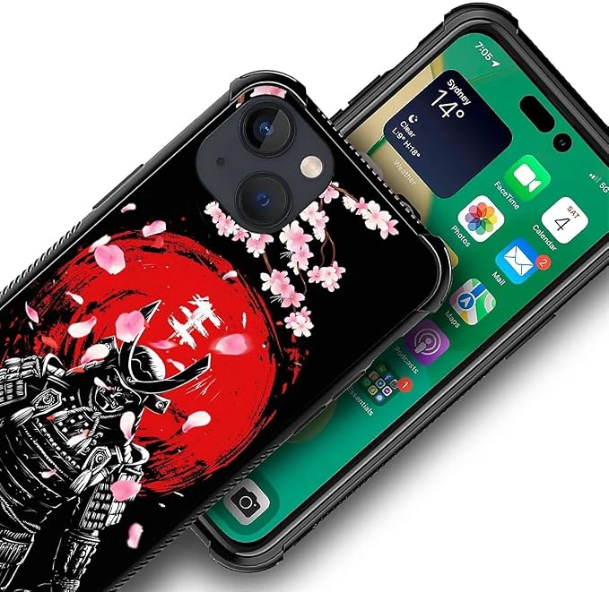 for iPhone 13 Mini Case, Sakura Japanese Samurai Pattern Graphic Design Girl - Image 3