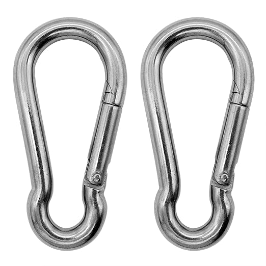 304 Stainless Steel Carabiners -5.5 inch Heavy Duty, Durable & Rust-Free Clips by Outmate