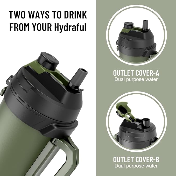 Hydraful Gallon Jug, 128oz Large Insulated Stainless Steel Sports Water Jug - Image 2