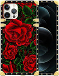 Compatible with iPhone 12 Pro Max Case, Vector Red Rose Green Leaf Luxury by Unknown