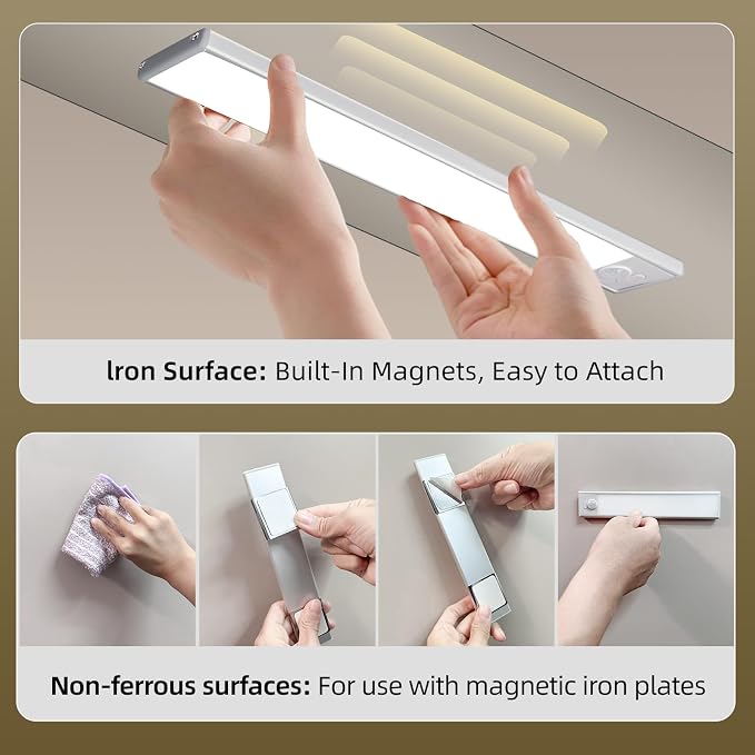 16inch Under Cabinet Lighting, 4 Pack Rechargeable Motion Sensor Light Indoor - Image 7