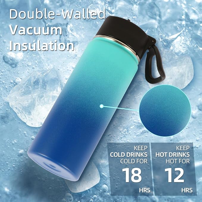 Volhoply 18oz Insulated Water Bottle Bulk 4 Pack, Kids Stainless Steel Water - Image 3