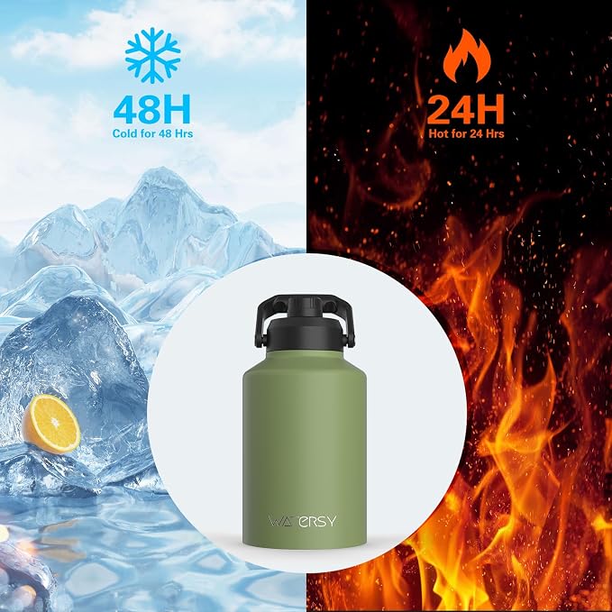 WATERSY Half Gallon Water Bottle Insulated, BPA Free&Leak Proof, 64oz Stainless - Image 2