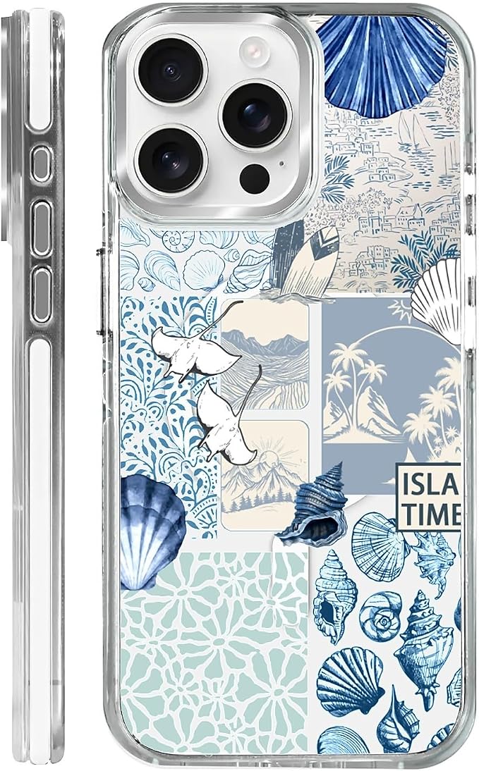 Case for iPhone 15 Pro, Sea Life Ocean Waves Seashell Collage Phone Case by Toulas