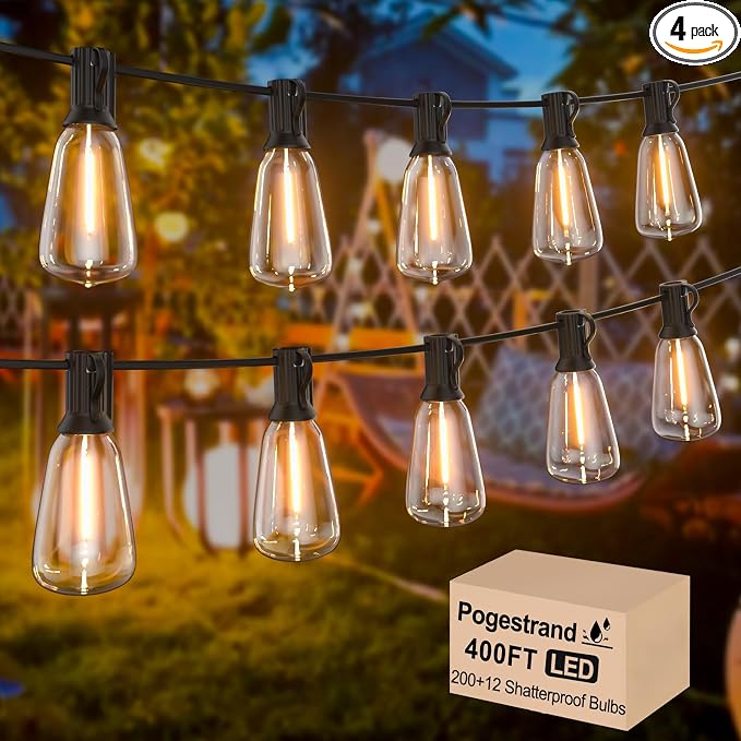 LED Outdoor String Lights 400ft Shatterproof Patio Lights by Pogestrand