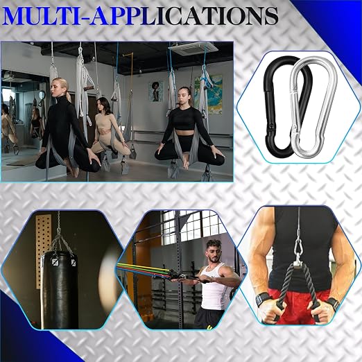 12 Pack 3" Heavy Duty Carabiner Clips, M8 Sliver Galvanized Steel Spring Snap - Image 7
