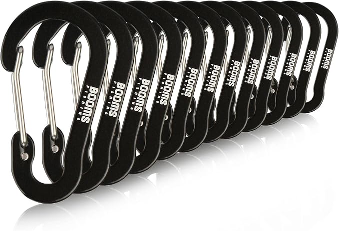 Booms Fishing CC1 Multi-Use Carabiner Clip, 6 Pack Small Caribeener Clips by BoomsFishing