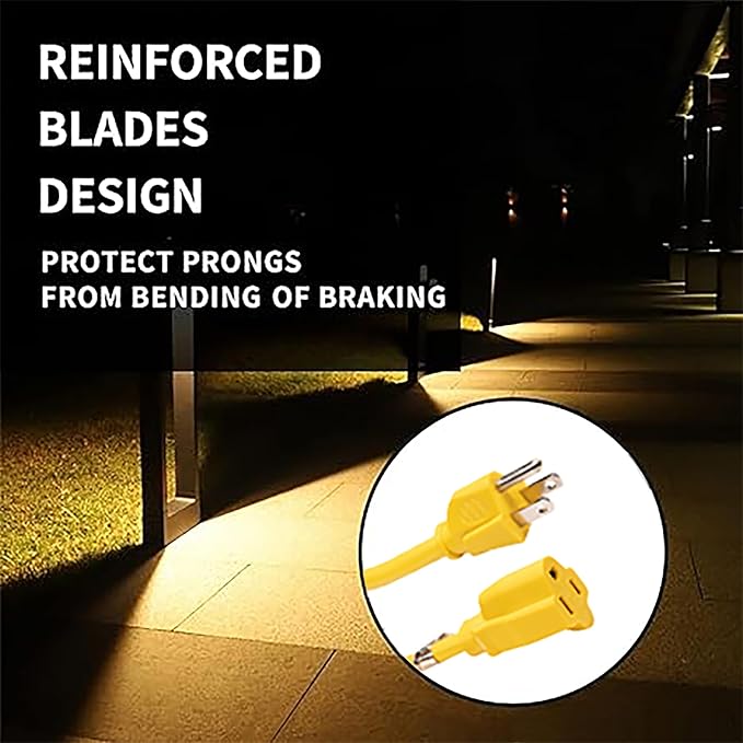 Indoor/Outdoor Extension Cord, 10 Gauge 8FT Yellow, 3 Prong Heavy Duty - Image 4
