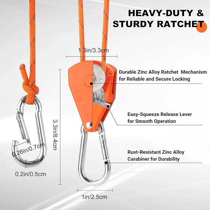 Longer 14ft Retractable Paracord Rope Tie Down Ratchet Strap Small Straps Mini - Image 5