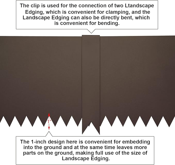 Steel Landscape Edging 40 Inch Strips, Steel Edging 4 Inch Depth, 6 Pack Hammer in Landscape Edging, Metal Landscape Edging, Metal Edging for Landscaping（Brown