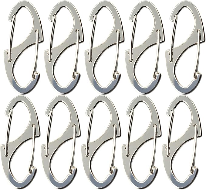 Small Carabiner Clips 1.6 inch Metal Double Sided Spring Gate Snap Hooks by Bytiyar