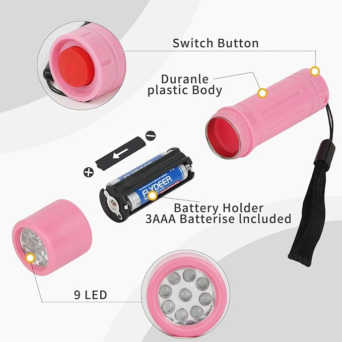 50 Pack 9-LED Mini Flashlight Bulk, Small Multicolor Flashlights - Image 6