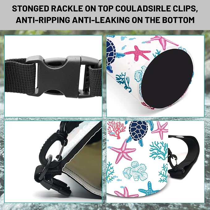 Waterproof Dry Bag, Roll Top Sea Turtle Coral Starfish Waterproof Backpack - Image 3